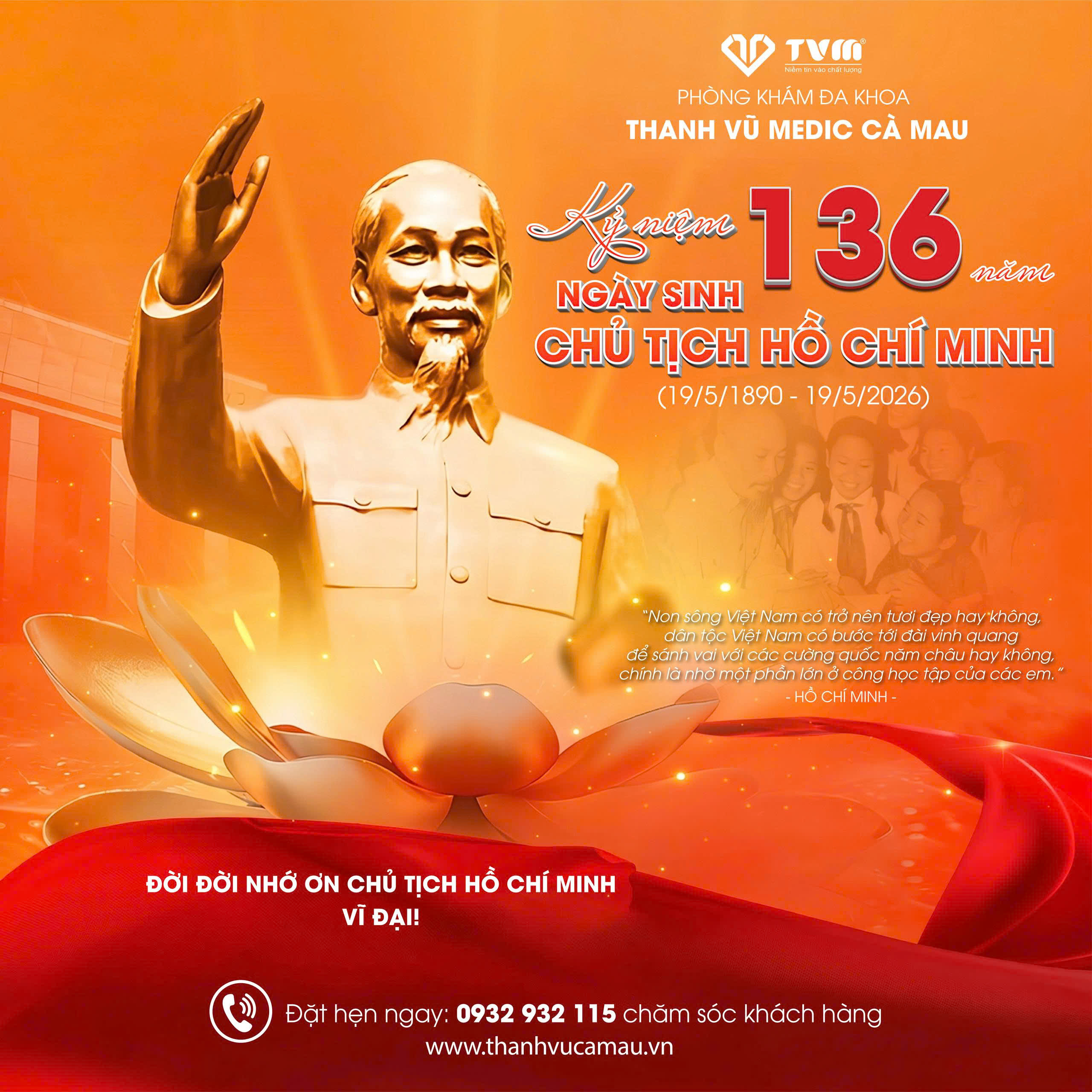 CHÀO MỪNG KỶ NIỆM 136 NĂM NGÀY SINH CHỦ TỊCH HỒ CHÍ MINH (19/5/1890 – 19/5/2026)